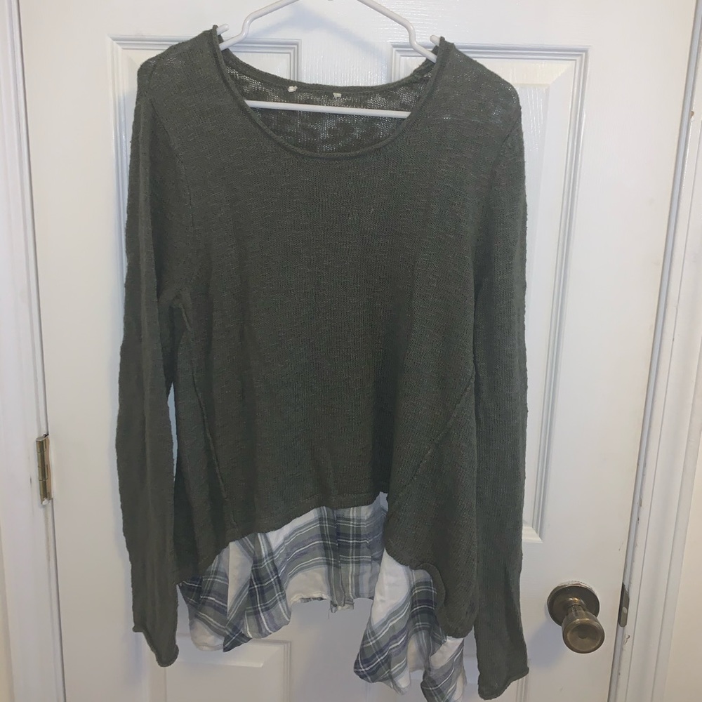 Women's Green Layered Sweater